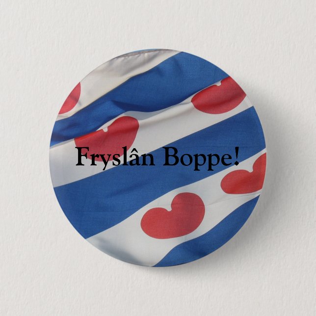 Badge Rond 5 Cm bouton personnalisable de drapeau de Fryslan Frise (Devant)