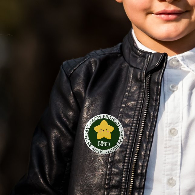 Badge Rond 5 Cm Bouton Personnalisable pour Anniversaire Jaune (Créateur téléchargé)