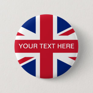 Badge Rond 5 Cm Bouton Personnalisable Union Jack UK