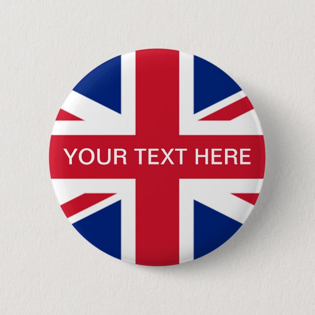 Badge Rond 5 Cm Bouton Personnalisable Union Jack UK (Devant)