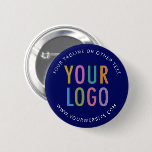 Badge Rond 5 Cm Bouton personnalisé bleu avec logo et épingle au d