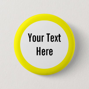Badge Rond 5 Cm Bouton Personnalisé Bordure jaune