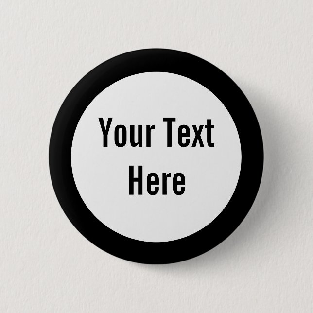 Badge Rond 5 Cm Bouton personnalisé Bordure noire de votre texte i (Devant)