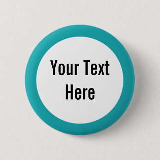 Badge Rond 5 Cm Bouton Personnalisé Bordure Turquoise