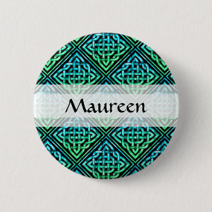 Badge Rond 5 Cm Bouton Personnalisé Celtic Knot - Carreau Turquois