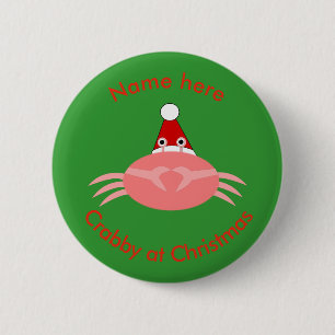 Badge Rond 5 Cm Bouton personnalisé Crabe de Noël