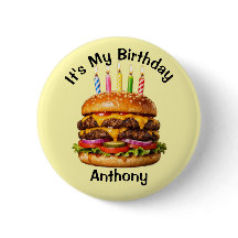 Bouton personnalisé d'anniversaire de burger
