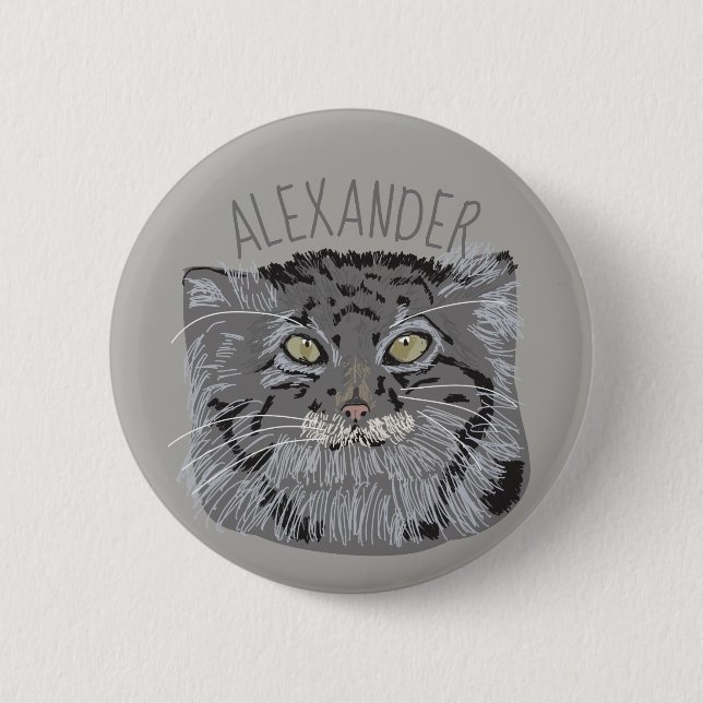 Badge Rond 5 Cm Bouton personnalisé de chat de Pallas de Tibétain (Devant)