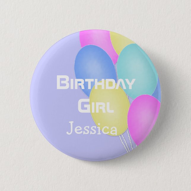 Badge Rond 5 Cm Bouton personnalisé de fille d'anniversaire (Devant)