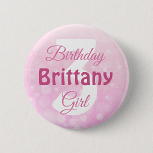 Badge Rond 5 Cm Bouton personnalisé de fille d'anniversaire de nom