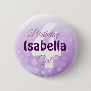 Badge Rond 5 Cm Bouton personnalisé de fille d'anniversaire de nom