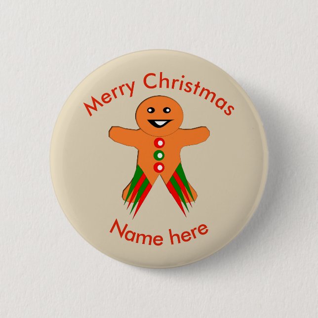 Badge Rond 5 Cm Bouton personnalisé de l'homme de Noël (Devant)