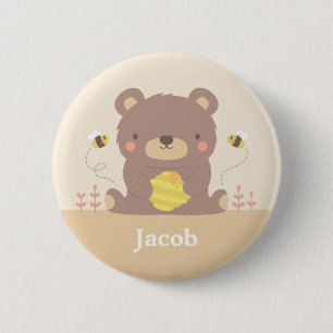 Badge Rond 5 Cm Bouton personnalisé de l'ours et des abeilles de l