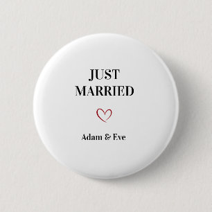 Badge Rond 5 Cm Bouton personnalisé de mariage Just Married