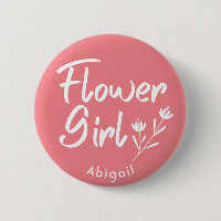 Bouton personnalisé Fleur Fleur Fleur rose