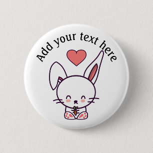 Badge Rond 5 Cm Bouton personnalisé lapin mignon