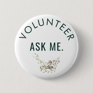 Badge Rond 5 Cm Bouton personnalisé minimaliste floral pour bénévo