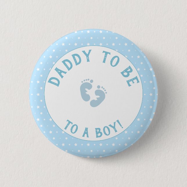 Badge Rond 5 Cm Bouton Personnalisé Papa to Be Boy Feet Stars (Devant)