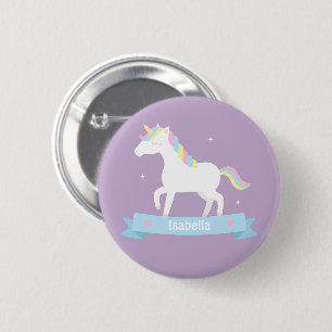 Badge Rond 5 Cm Bouton personnalisé pour filles Unicorn Pastel