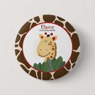 Badge Rond 5 Cm Bouton personnalisé ZANZIBAR GIRAFFE IMPRIMER NOM