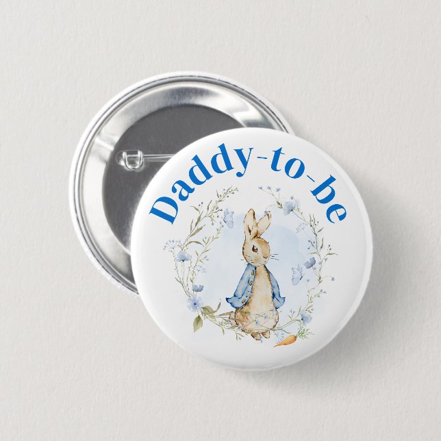 Badge Rond 5 Cm Bouton Peter Rabbit Boy "Papa to Be" (Devant & derrière)