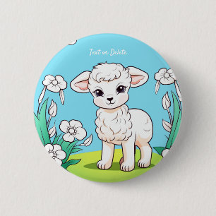 Badge Rond 5 Cm Bouton Petit Agneau