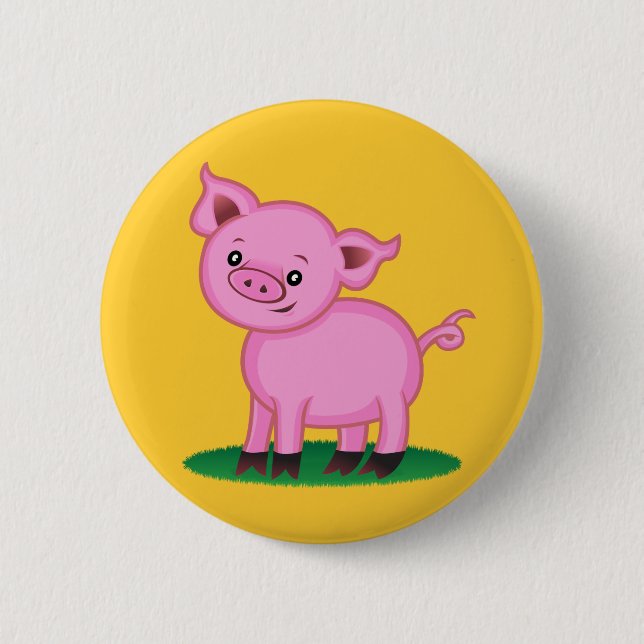 Badge Rond 5 Cm Bouton Petit Cochon (Devant)