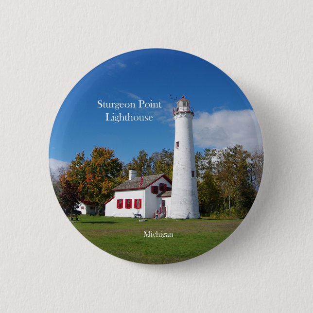 Badge Rond 5 Cm Bouton Phare de Sturgeon Point (Devant)