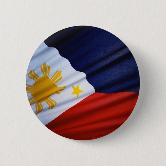 Badge Rond 5 Cm Bouton philippin de ondulation de drapeau (Devant)
