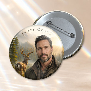 Badge Rond 5 Cm Bouton photo commémoratif Cerf Forêt Épinglette fu