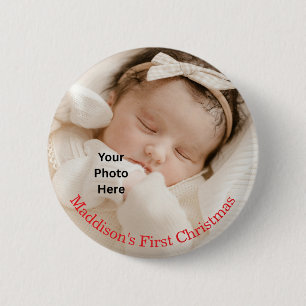 Badge Rond 5 Cm Bouton photo de Noël du bébé adorable