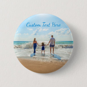 Badge Rond 5 Cm Bouton photo et texte personnalisé Conception de v