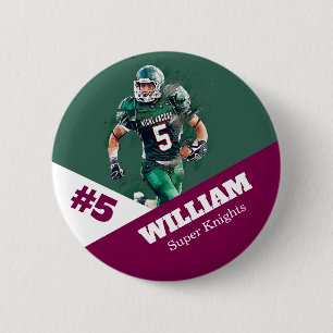 Badge Rond 5 Cm Bouton photo sport personnalisé / football à pin