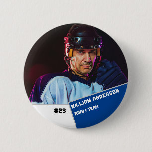 Badge Rond 5 Cm Bouton photo sport personnalisé / joueur de hockey