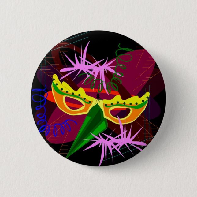 Badge Rond 5 Cm Bouton, Pin, Broche-Mardi Gras (Devant)