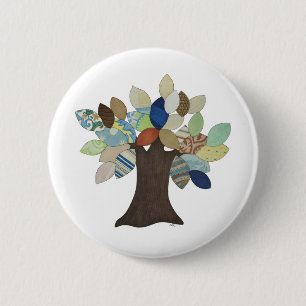 Badge Rond 5 Cm Bouton Pinback Arbre Argent