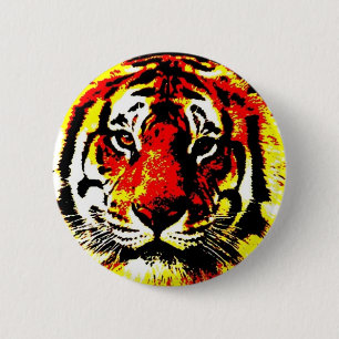 Badge Rond 5 Cm Bouton Pinback de style comique rétro Tiger Eyes