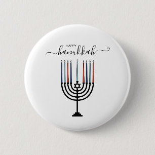 Badge Rond 5 Cm Bouton Pinback de vacances Hanoukka Menorah