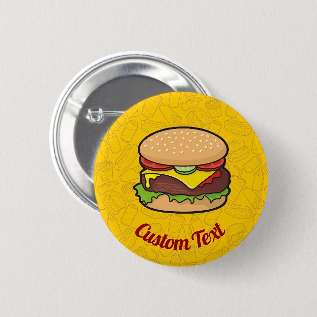 Badge Rond 5 Cm Bouton Pinback du cheeseburger (Devant & derrière)