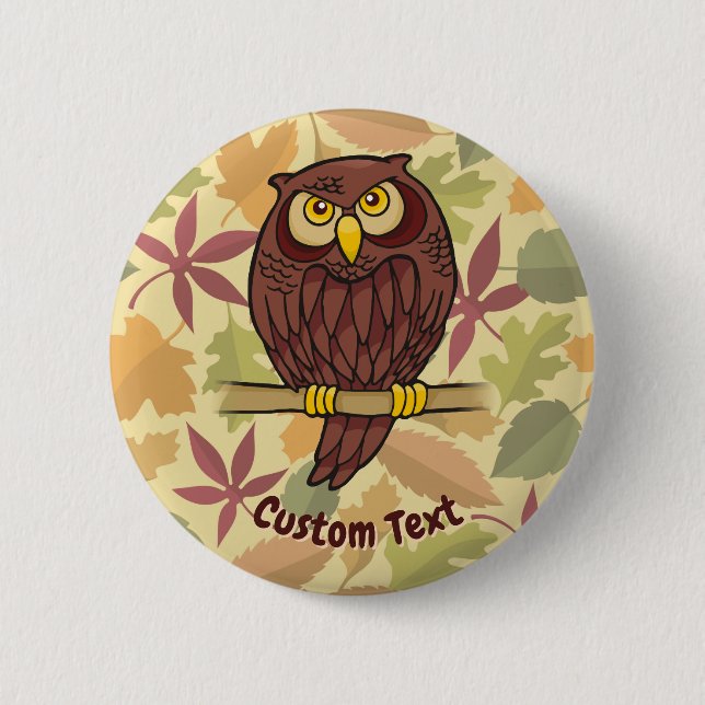 Badge Rond 5 Cm Bouton Pinback du dessin de hibou (Devant)