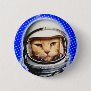 Badge Rond 5 Cm Bouton Pinback pour chat astronaute