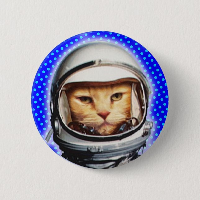 Badge Rond 5 Cm Bouton Pinback pour chat astronaute (Devant)