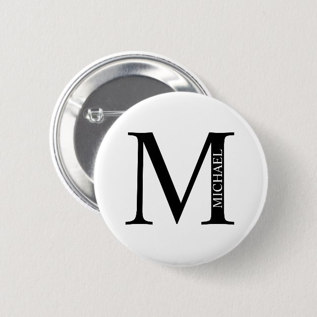 Badge Rond 5 Cm Bouton Pinback pour le monogramme et le nom person (Devant & derrière)