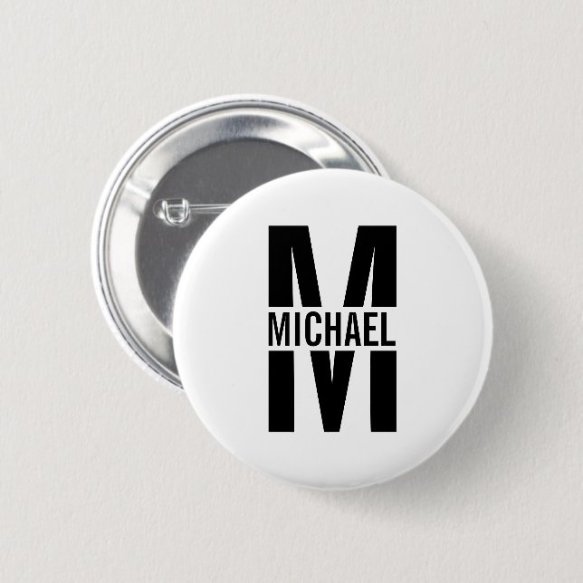 Badge Rond 5 Cm Bouton Pinback pour le monogramme et le nom person (Devant & derrière)