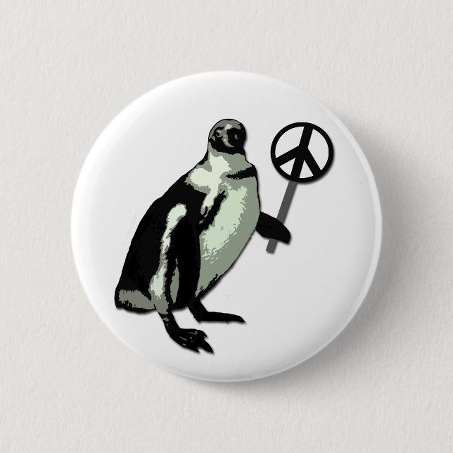 Badge Rond 5 Cm Bouton Pingouin Paix (Devant)
