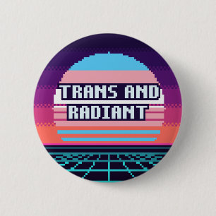 Badge Rond 5 Cm Bouton Pixel Fierté Trans Et Radiante