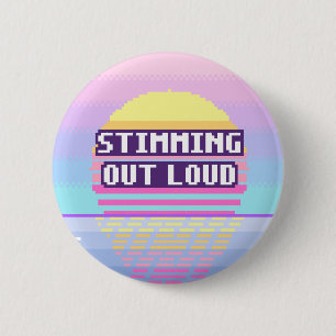 Badge Rond 5 Cm Bouton pixel neurodivergent Stimming à haute voix