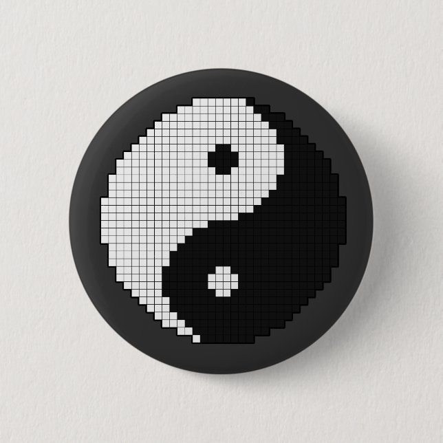 Badge Rond 5 Cm Bouton Pixel Yinyang (Devant)