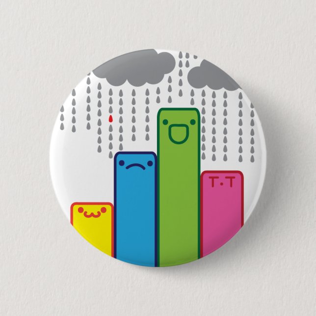 Badge Rond 5 Cm Bouton pleuvant mignon d'art de bloc (Devant)
