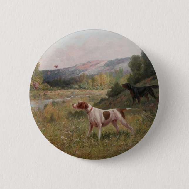 Badge Rond 5 Cm Bouton Pointer et Gordon Setter (Devant)